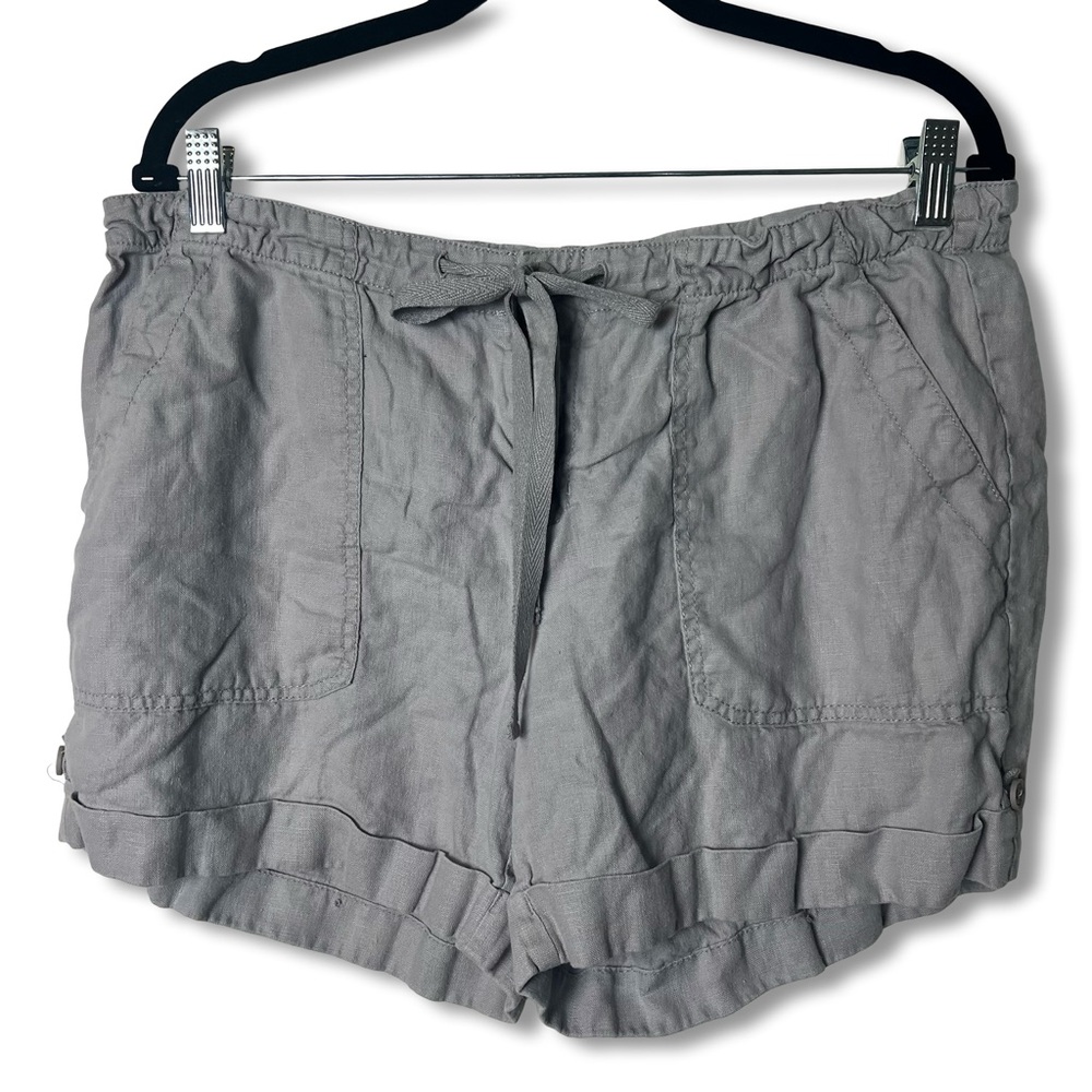 Beach INC International Concepts Women's Gray‎ Linen Drawstring Shorts Sz. 12